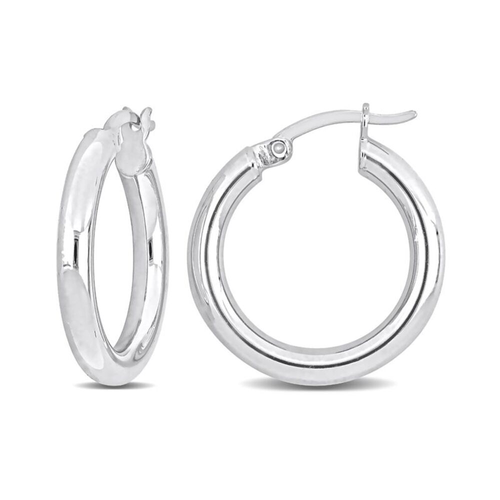 Sterling Silver Polished Round Hoop Earrings (4/5 Inch)